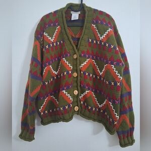 ESPRIT VINTAGE 90s, Multicolor Geometric Cardigan